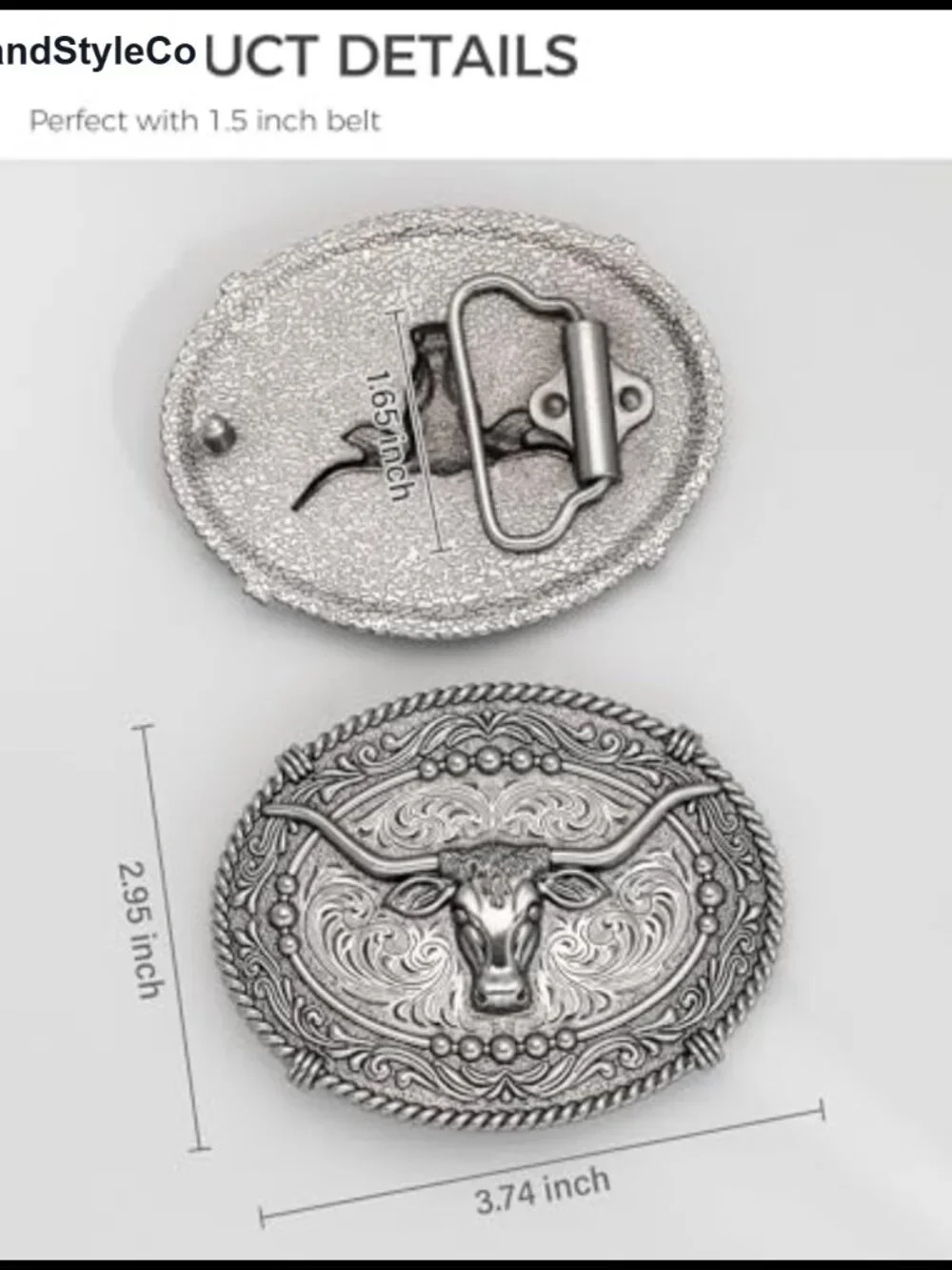 Vintage Longhorn Belt Buckle, Zinc Alloy, Western Belt Accessory, 1.5-Inch Fit,